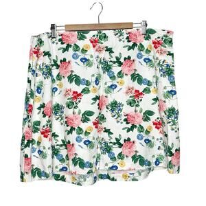 Old Navy Floral Linen Mini Skirt Womens 2X Cottagecore White Pastel